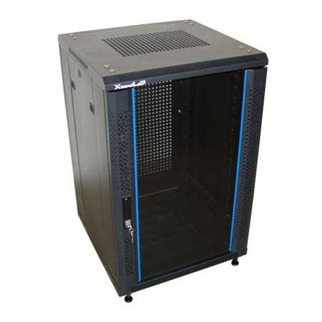 XtendLan 15U/600x600 Rackmount, schwarz, Glastür, perforierte Rückseite