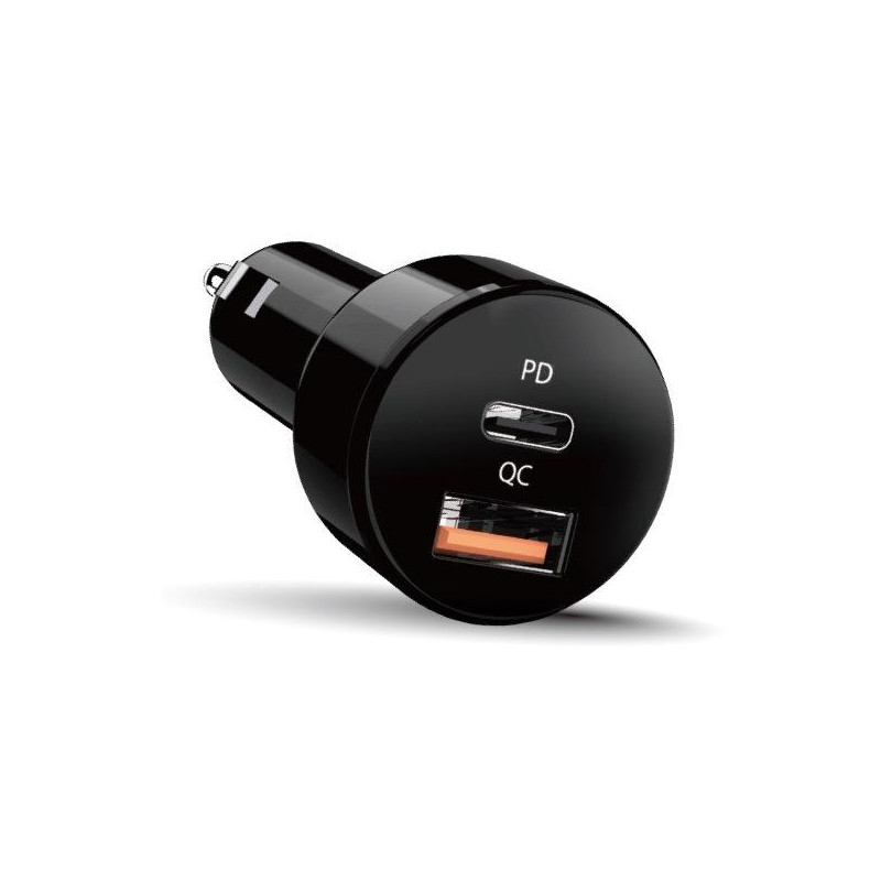 GENIUS rychlo autonabíječka PD-36AC-Car, 36W (2x18W), rychlé nabíjení, USB-C PD3.0, USB-A QC3.0, černá