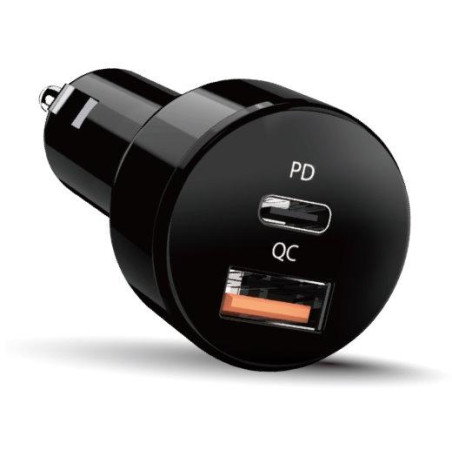 GENIUS rychlo autonabíječka PD-36AC-Car, 36W (2x18W), rychlé nabíjení, USB-C PD3.0, USB-A QC3.0, černá