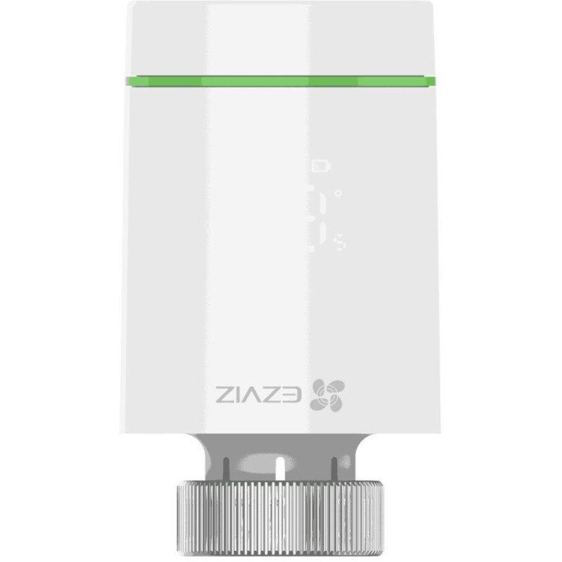 EZVIZ chytrá termostatická hlavice T55/ 55 mm x 95 mm/ 2x 1,5V AA baterie/ 3.0 V DC/ Zigbee/ bílá