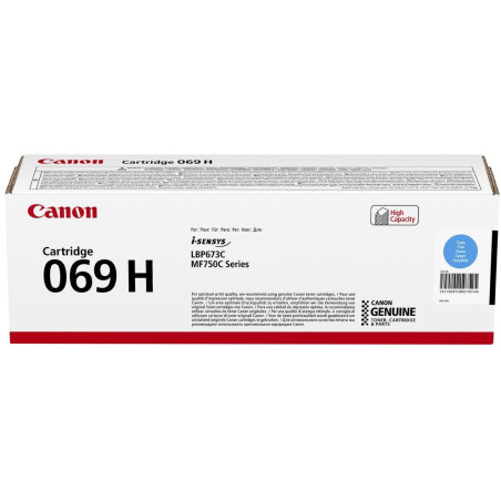 Canon originálny vysokokapacitný toner Cartridge 069 HC azúrový, MF752Cdw, 754Cdw, LBP673Cdw, kapacita 5 500 strán/K/