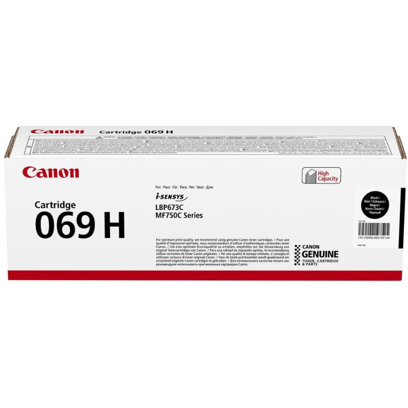 Canon originální vysokokapacitní toner Cartridge 069 H BK černý, MF752Cdw, 754Cdw, LBP673Cdw, kapacita 7 600 stran/K/