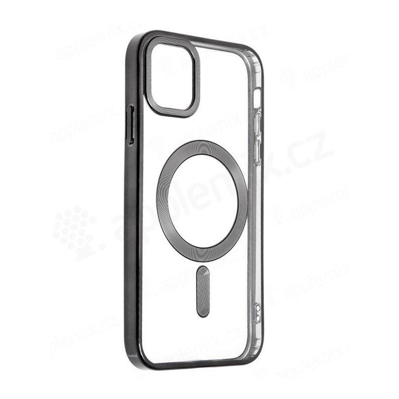 Swissten Hülle Clear Jelly MagStick Metallic für iPhone 13 Schwarz