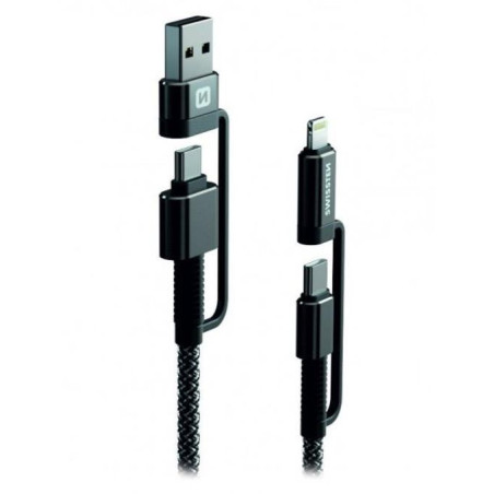 Swissten Data cable KEVLAR 4in1 3A 1.5 M ANTHRACITE