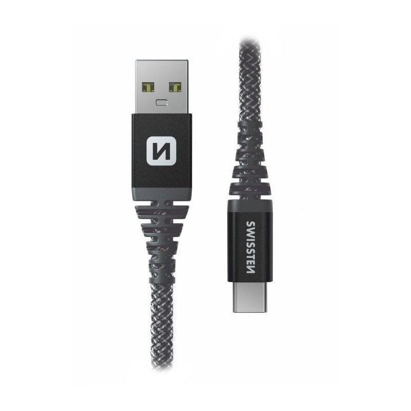 Swissten Dátový kábel KEVLAR USB / USB-C 1,5 M ANTRACIT