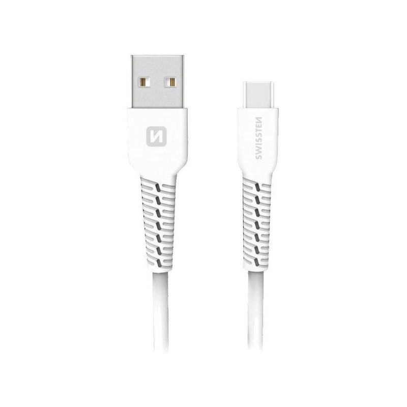Swissten TPU nabíjecí kabel USB / USB-C 1,0 M BÍLÝ