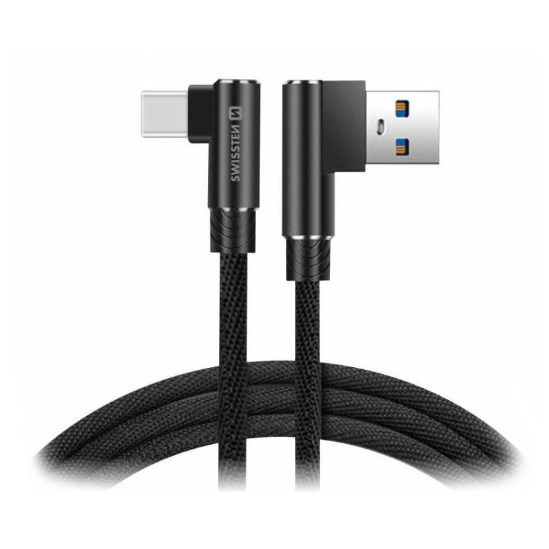 Swissten textile data cable Arcade USB / USB-C 1.2 M /L connectors/ Black