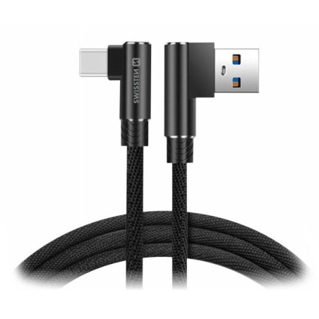 Swissten textile data cable Arcade USB / USB-C 1.2 M /L connectors/ Black