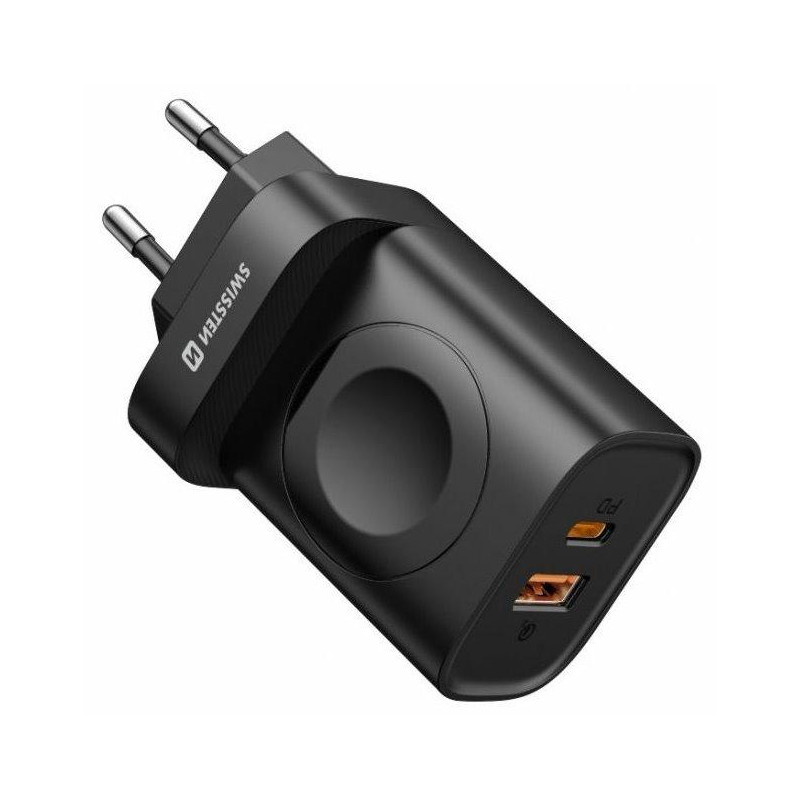 Swissten Netzteil 1xUSB-A, 1xUSB-C und Apple Watch PD, QC 20W