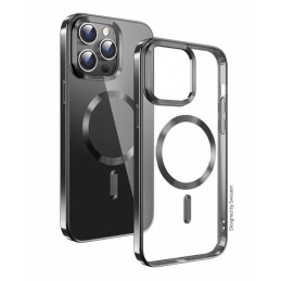 CASE Swissten CLEAR JELLY MagStick METALICZNY DO IPHONE 15 PRO MAX CZARNY