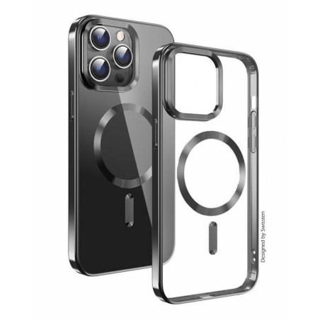 CASE Swissten CLEAR JELLY MagStick METALICZNY DO IPHONE 15 PRO MAX CZARNY