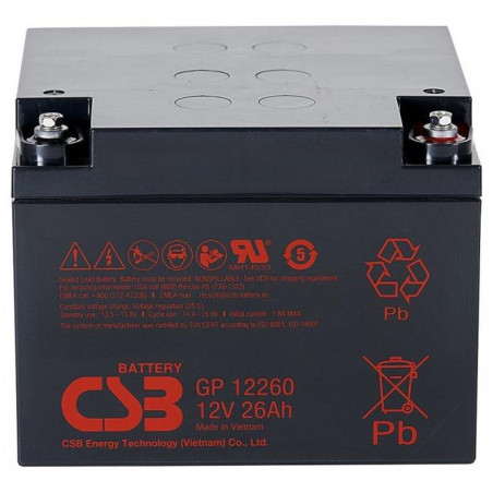 Akumulator zapasowy CSB Pb CSB GP12260l, 12V, 26Ah