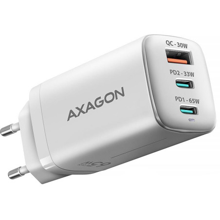 AXAGON nabíjačka do siete / ACU-DPQ65W / 2x USB-C / 1x USB-A / PD3.0/QC4+/PPS/SFC2.0/AFC/SCP/FCP/ Apple / 65W / biela